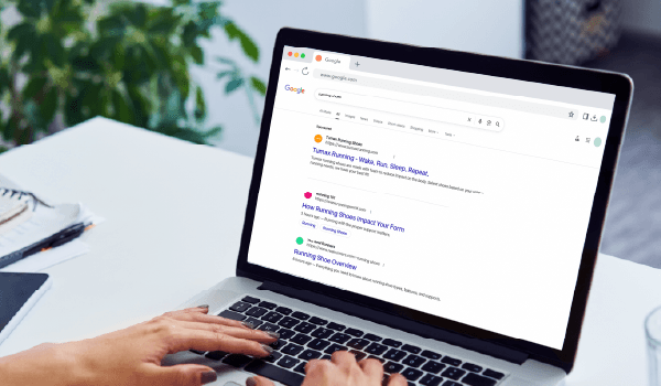 A google search webpage on a laptop