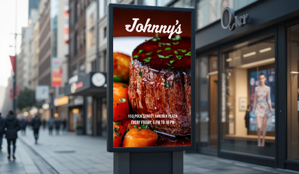Advertisement on a busy street