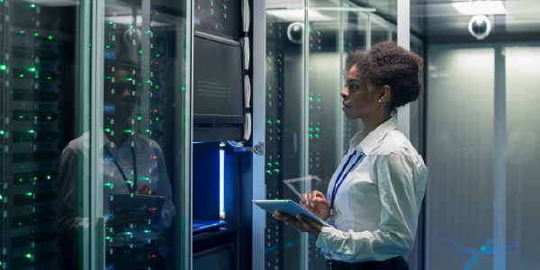 A person inside of a server room