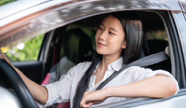 Woman driving a car